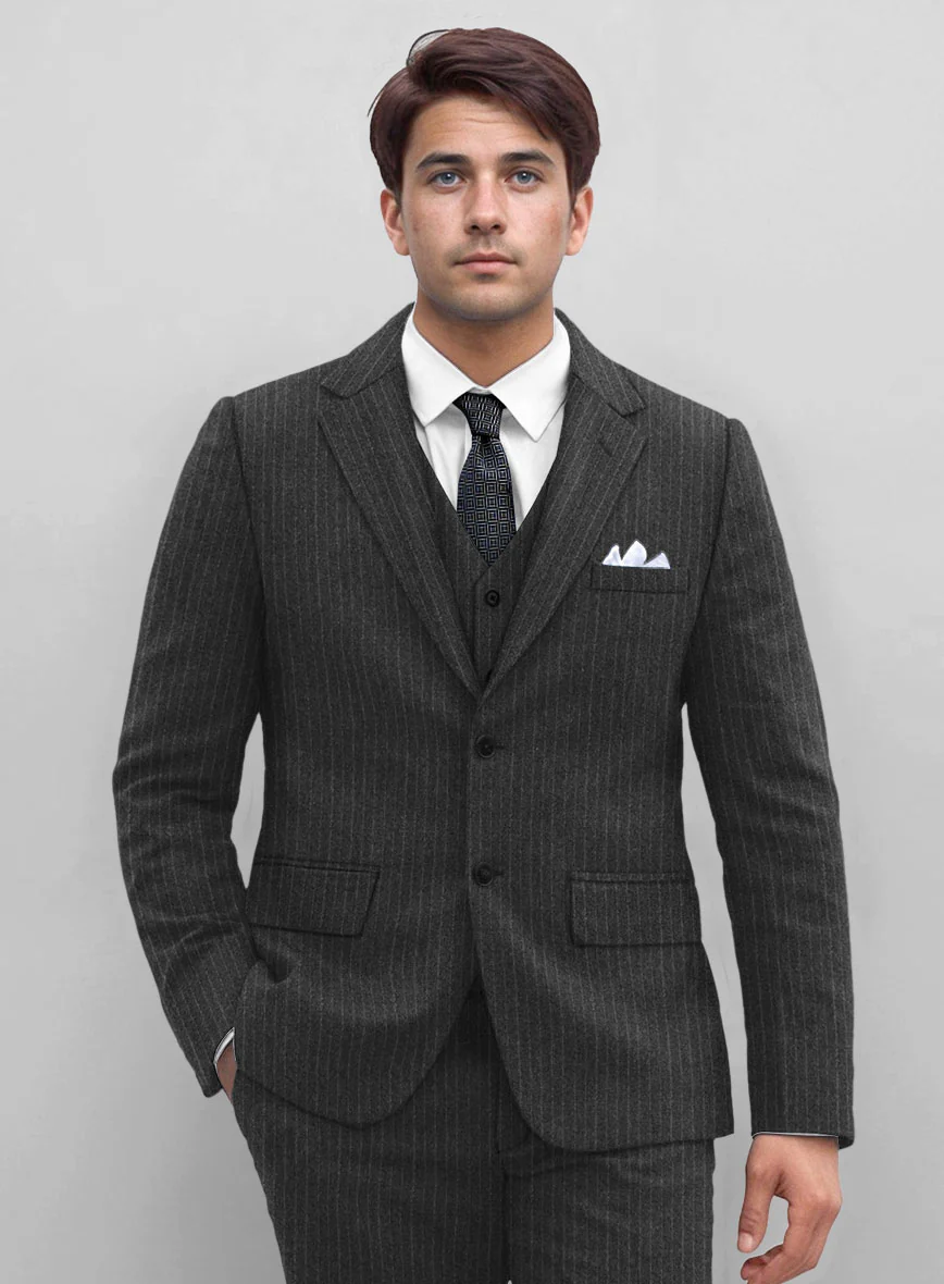 Light Weight Dark Gray Stripe Tweed Suit - Image 4