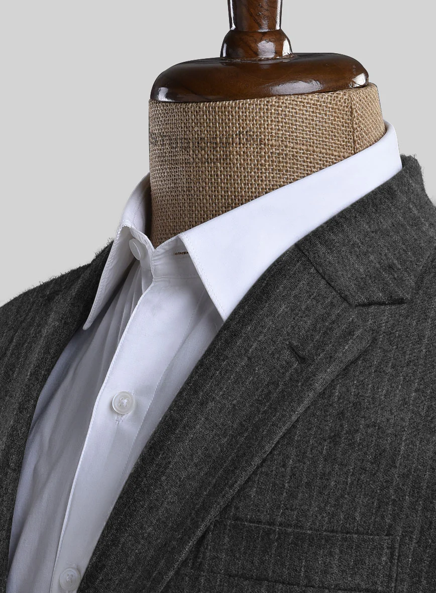 Light Weight Dark Gray Stripe Tweed Suit - Image 5