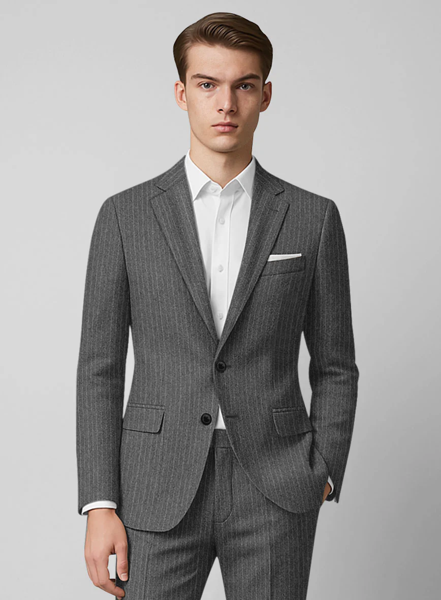 Light Weight Gray Stripe Tweed Suit - Image 2