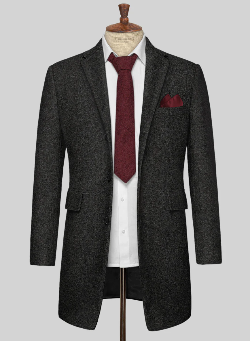 Light Weight Hamburg Charcoal Tweed Overcoat - Image 2
