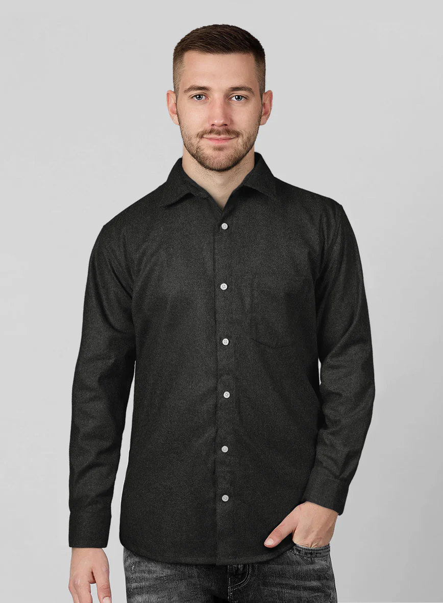 Light Weight Hamburg Charcoal Tweed Shirt - Image 2