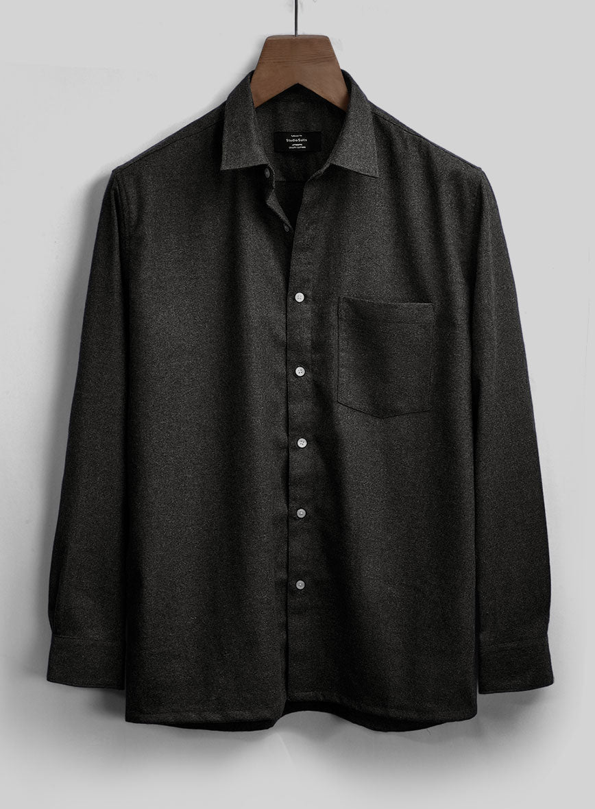 Light Weight Hamburg Charcoal Tweed Shirt - Image 3