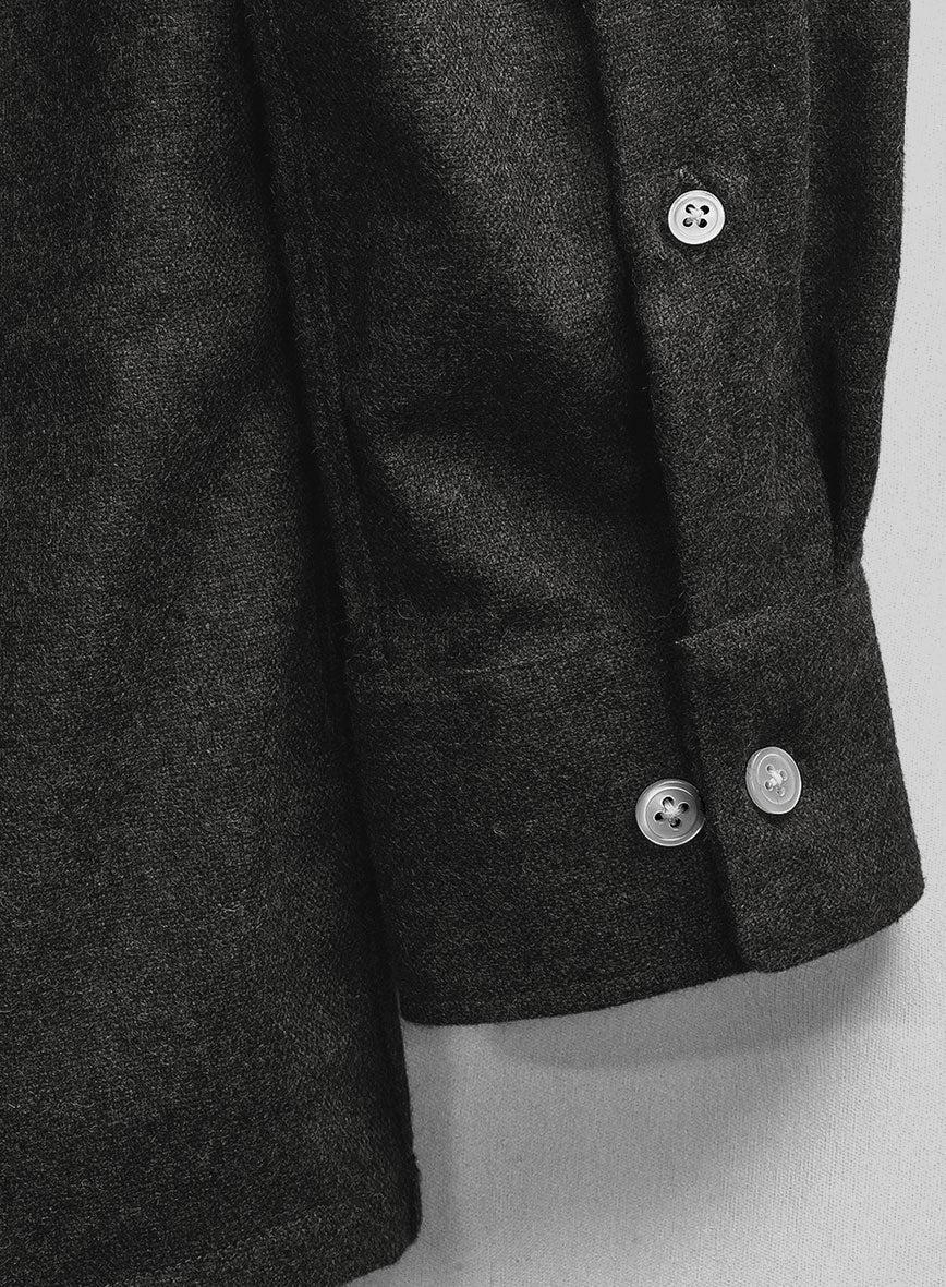 Light Weight Hamburg Charcoal Tweed Shirt - Image 4