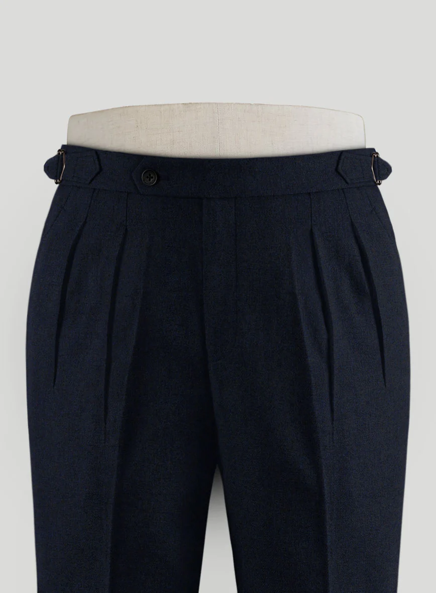 Light Weight Melange Dark Blue Highland Tweed Trousers - Image 3