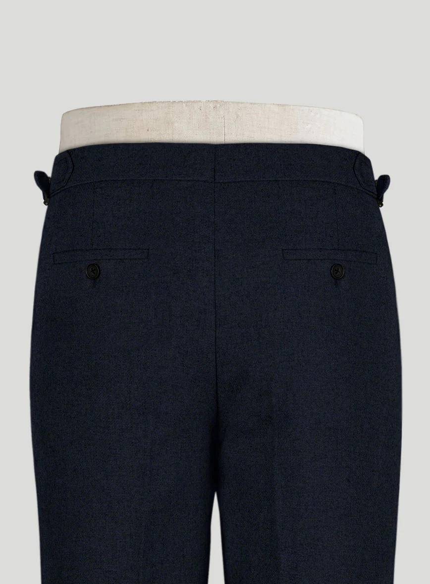 Light Weight Melange Dark Blue Highland Tweed Trousers - Image 4