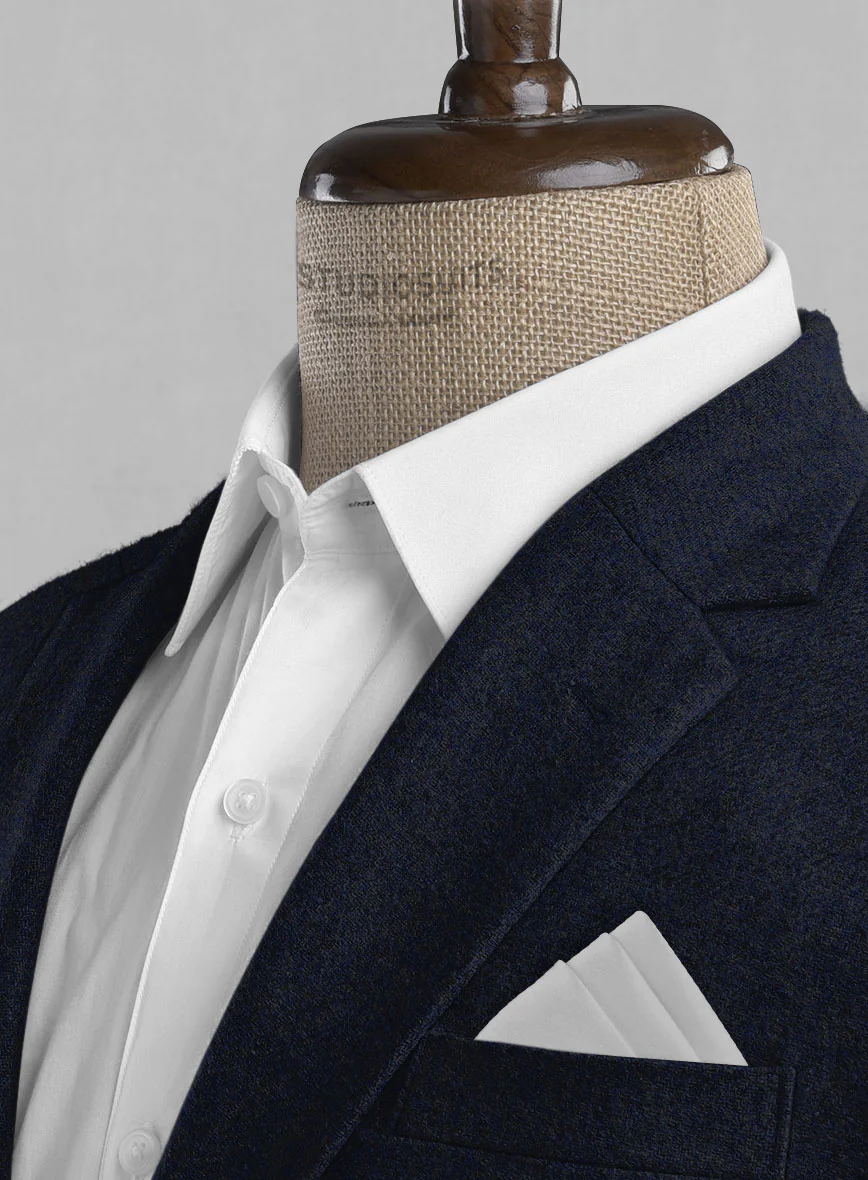 Light Weight Melange Dark Blue Tweed Jacket - Image 3