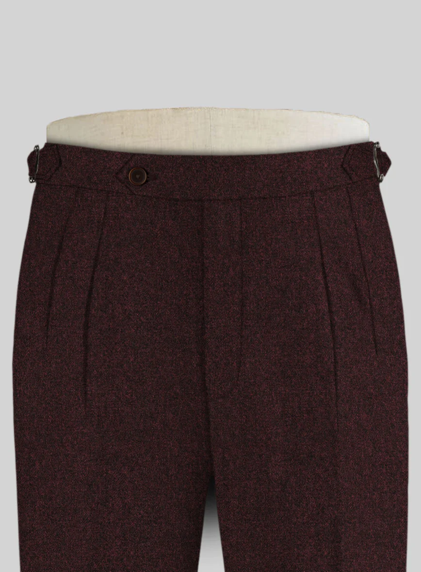 Light Weight Melange Wine Highland Tweed Trousers - Image 2
