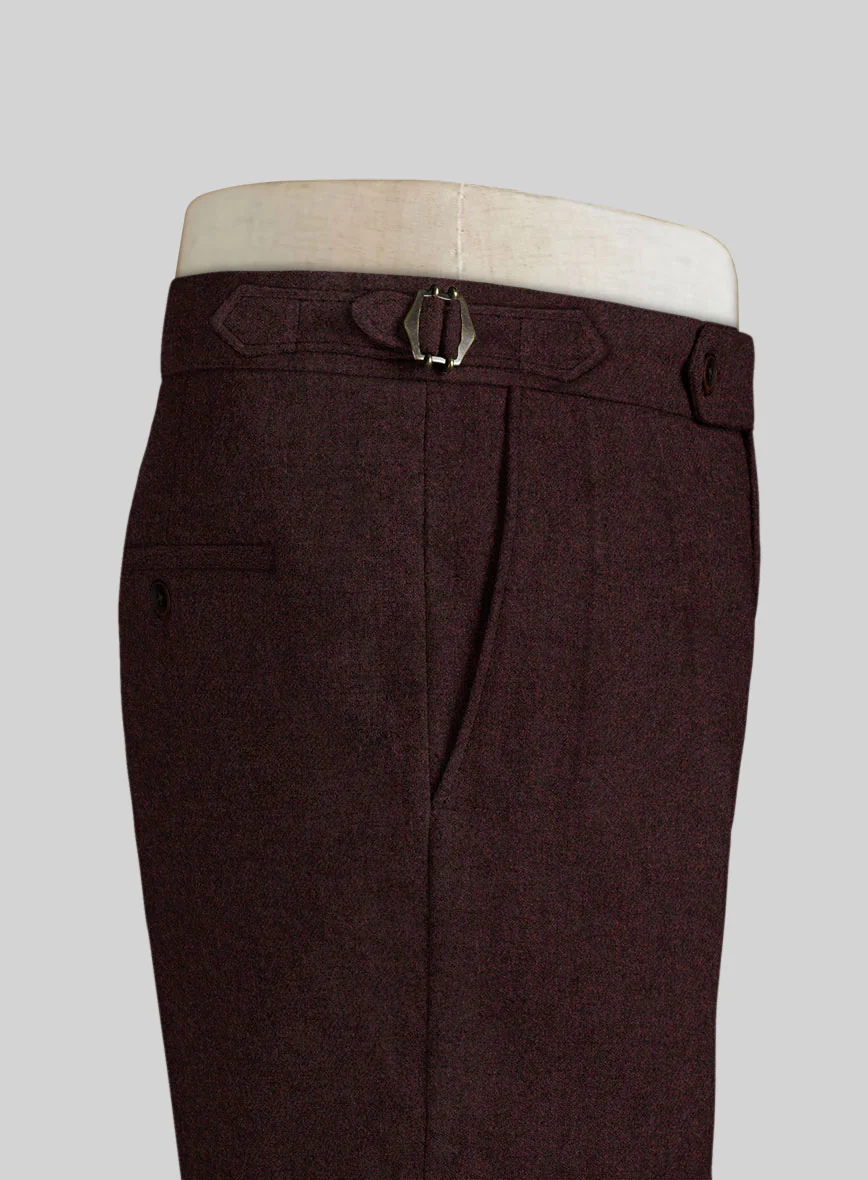 Light Weight Melange Wine Highland Tweed Trousers - Image 3