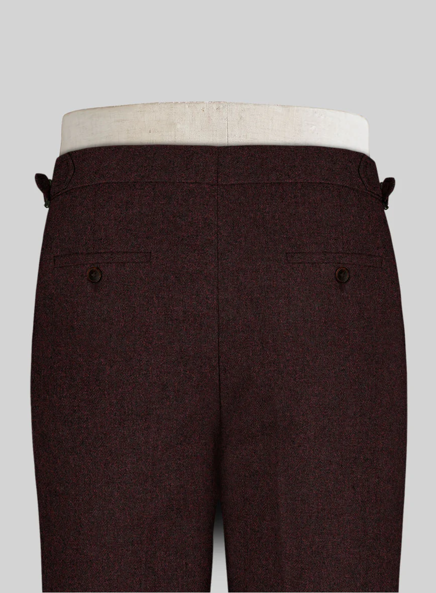 Light Weight Melange Wine Highland Tweed Trousers - Image 4