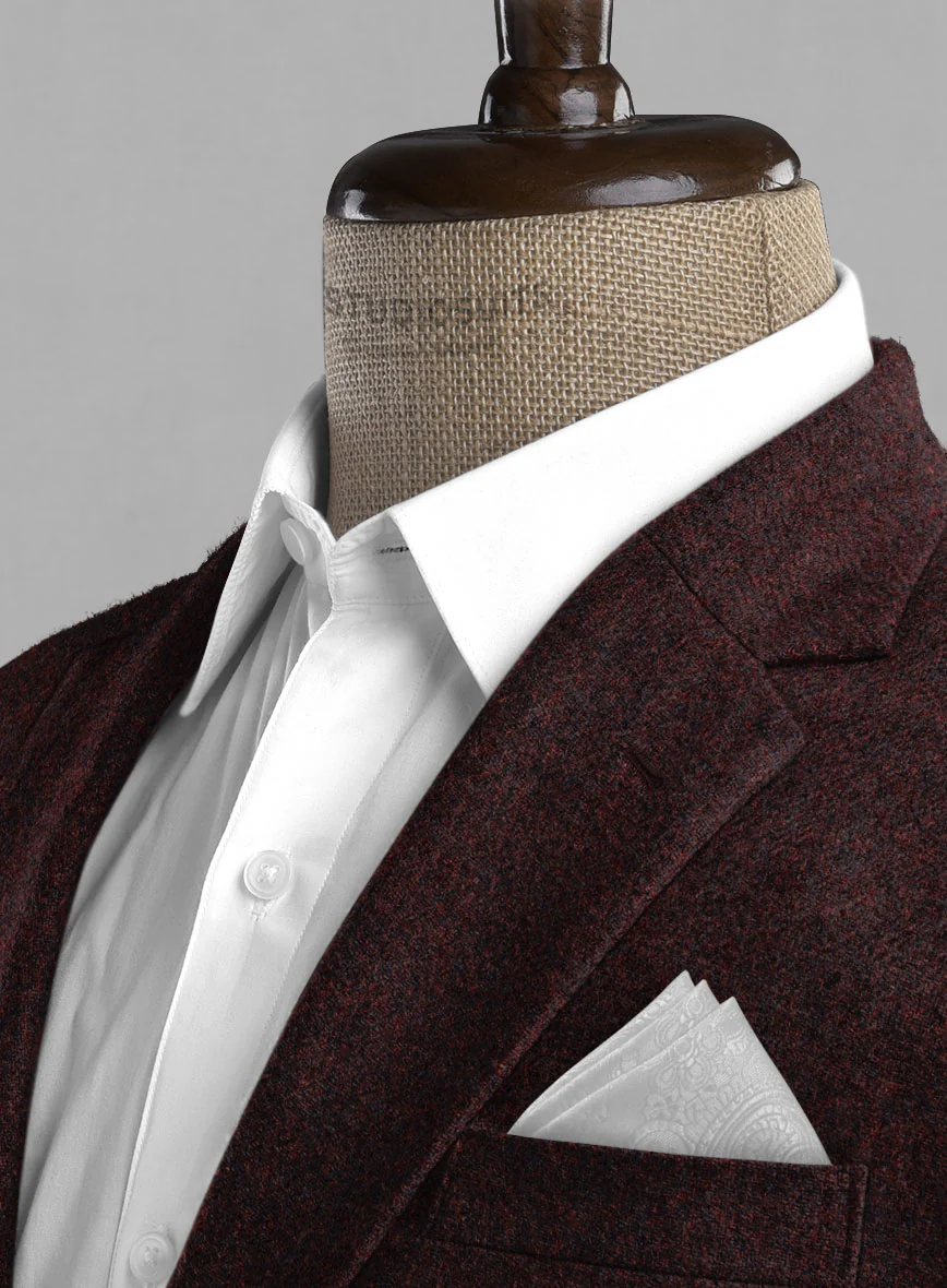 Light Weight Melange Wine Tweed Suit - Image 5