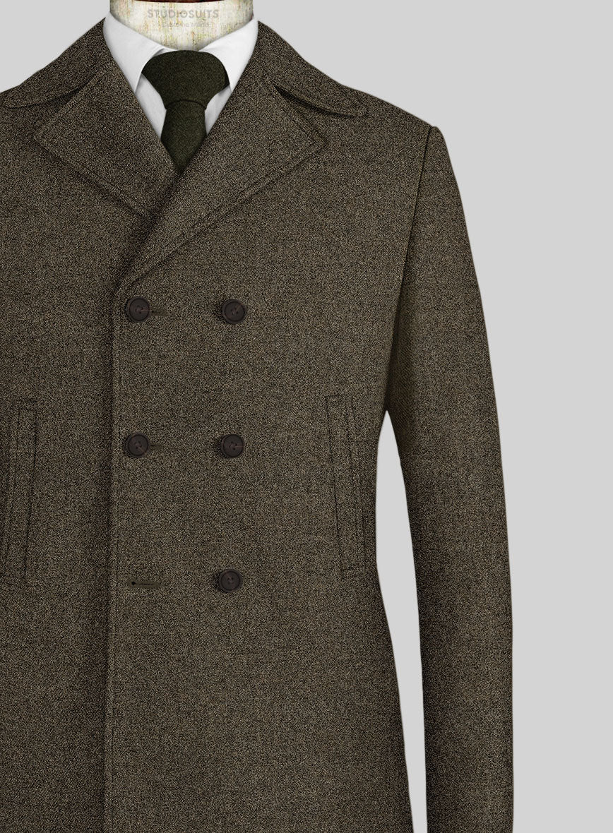 Light Weight Rust Brown Tweed Pea Coat - Image 2
