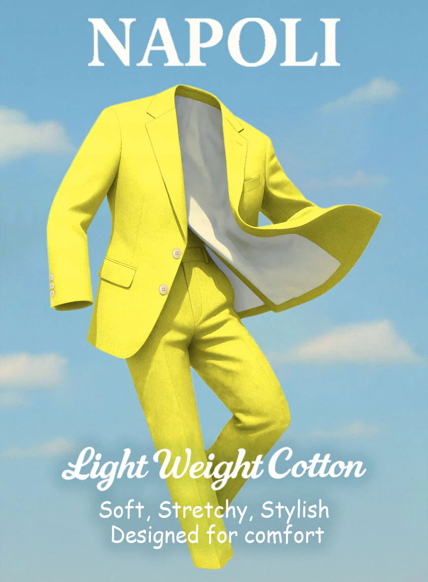 Lime Yellow Napoli Stretch Light Weight Cotton Jacket - Image 4