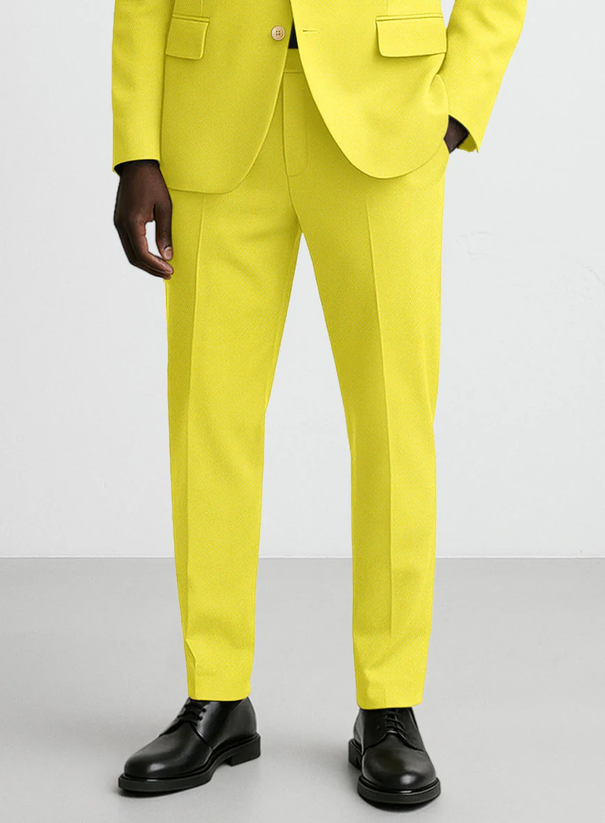 Lime Yellow Napoli Stretch Light Weight Cotton Pants - Image 2