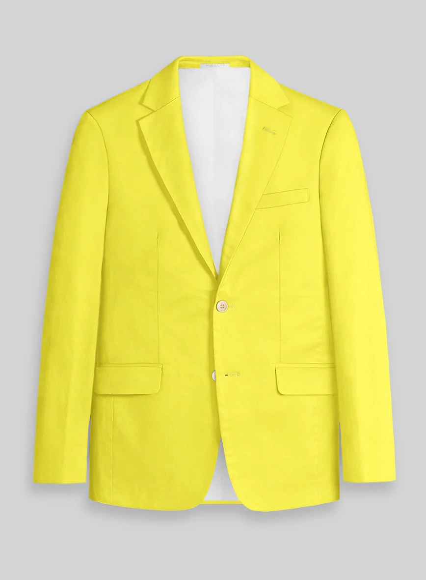 Lime Yellow Napoli Stretch Light Weight Cotton Suit - Image 2