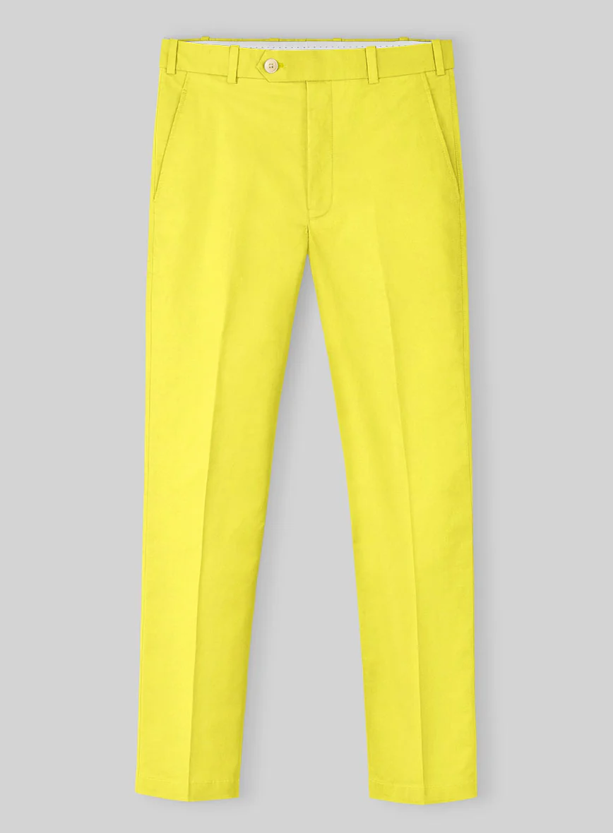 Lime Yellow Napoli Stretch Light Weight Cotton Suit - Image 4