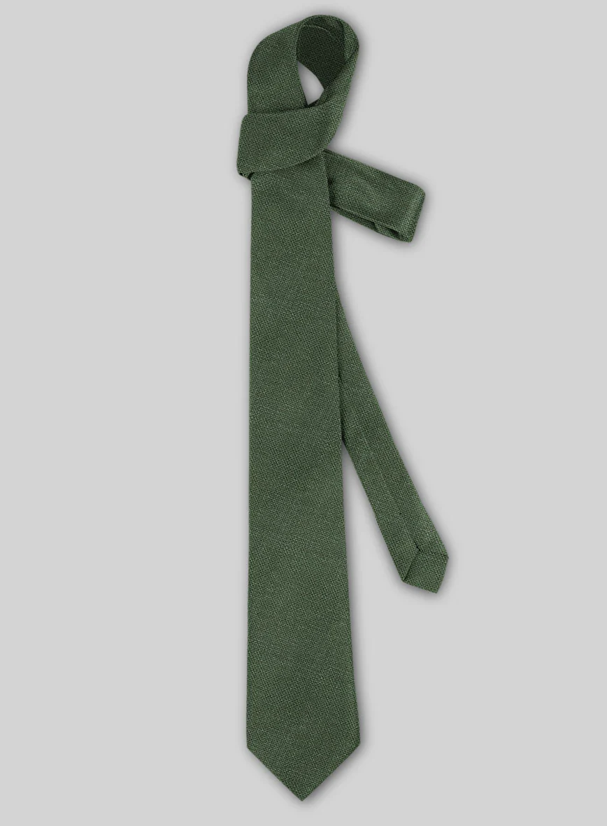 Linen Tie - Italian Prato Green Dobby - Image 2