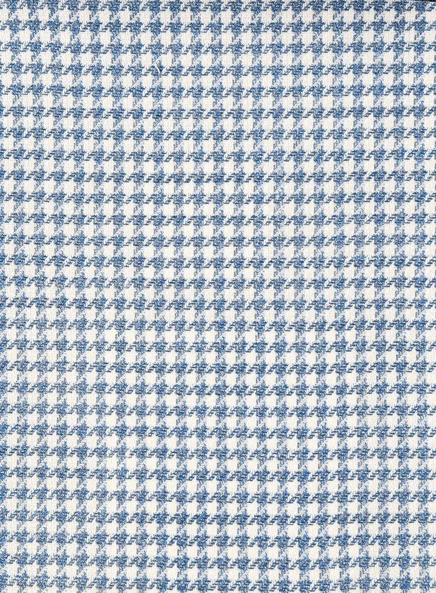London Loom Azure Houndstooth Wool Silk Linen Pants - Image 3