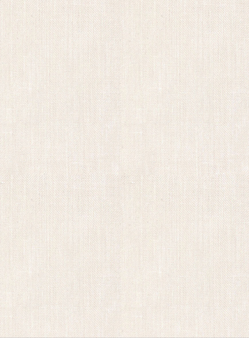 London Loom Beige Herringbone Wool Silk Linen Pants - Image 3