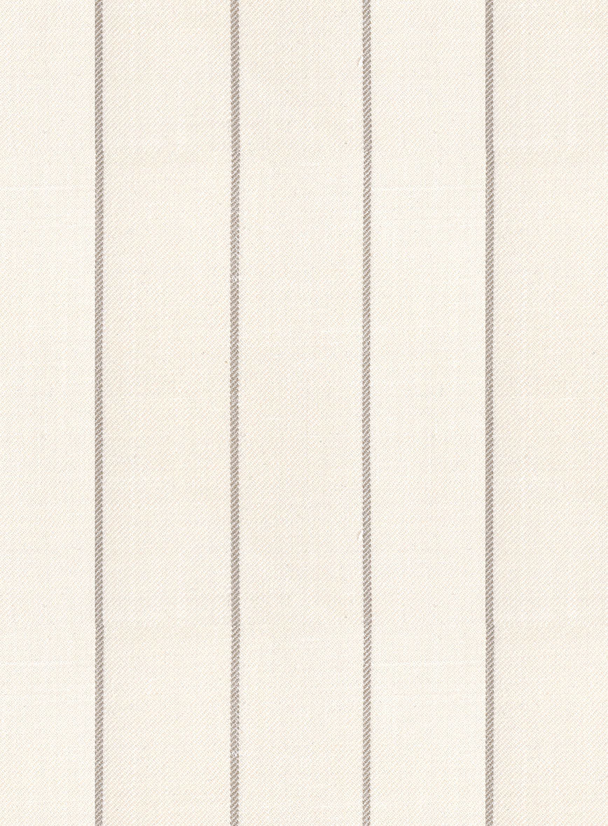 London Loom Beige Stripe Wool Silk Linen Jacket - Image 4