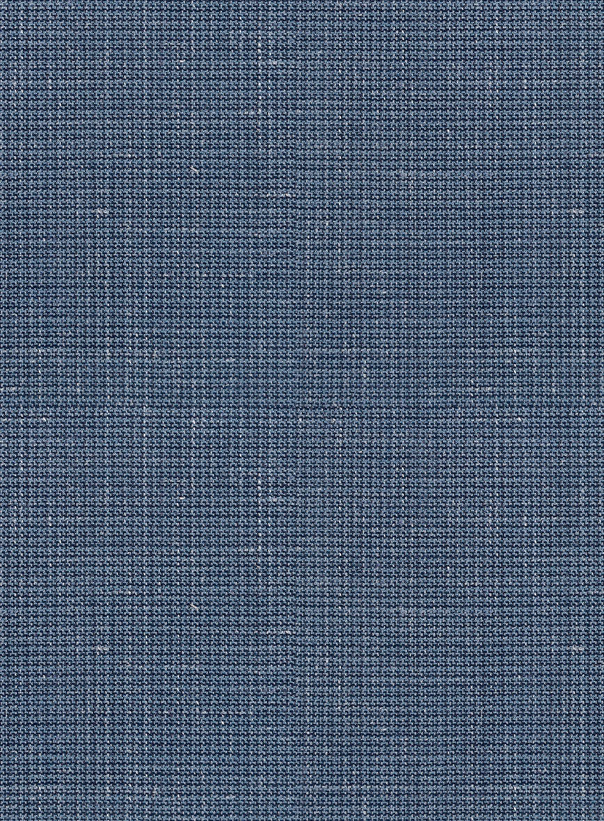 London Loom Blue Abelardo Wool Silk Linen Pants - Image 3