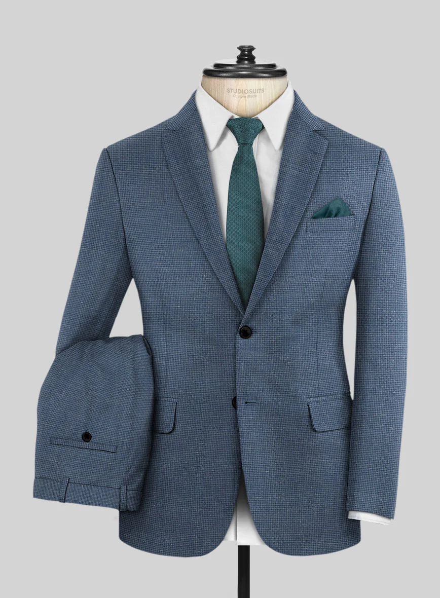 London Loom Blue Abelardo Wool Silk Linen Suit - Image 2