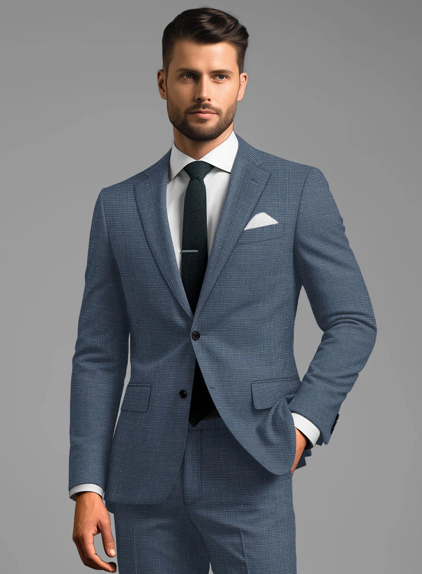London Loom Blue Abelardo Wool Silk Linen Suit - Image 3