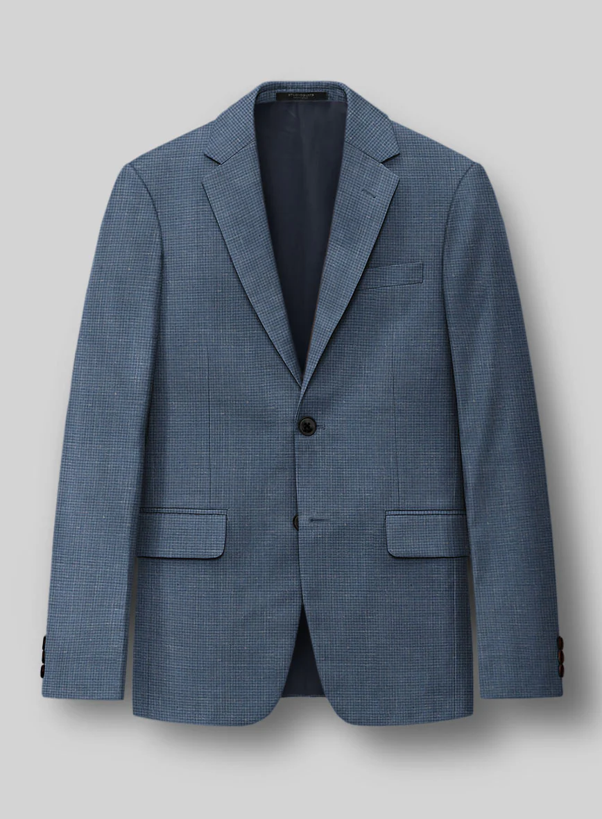 London Loom Blue Abelardo Wool Silk Linen Suit - Image 4