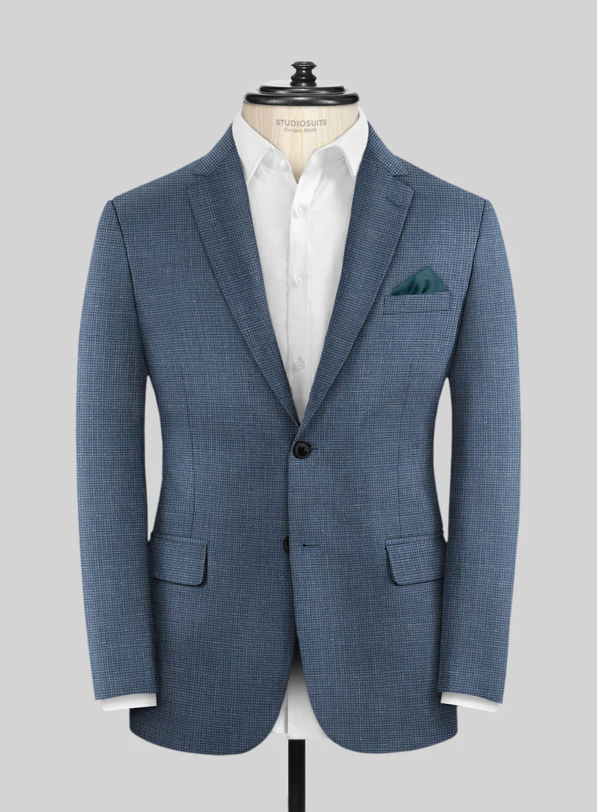 London Loom Blue Abelardo Wool Silk Linen Suit - Image 5