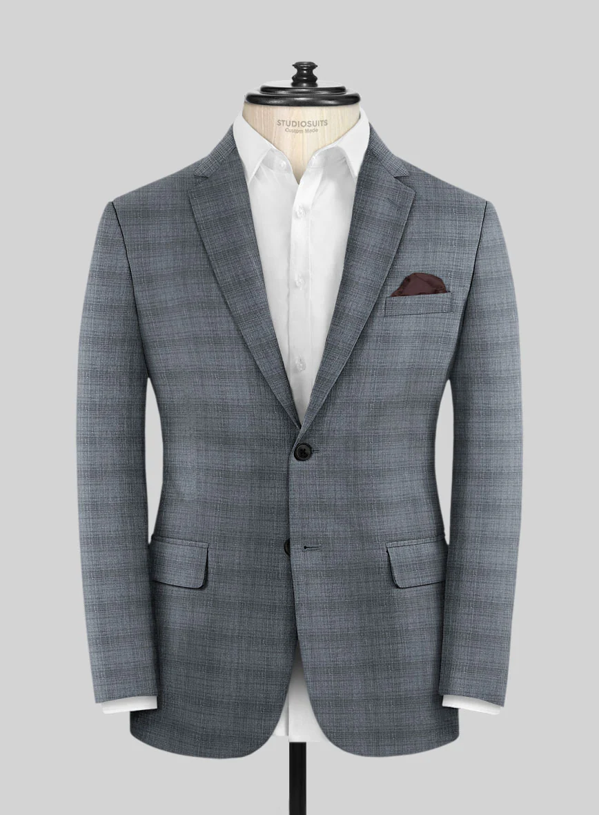 London Loom Blue Bruna Wool Silk Linen Jacket - Image 3
