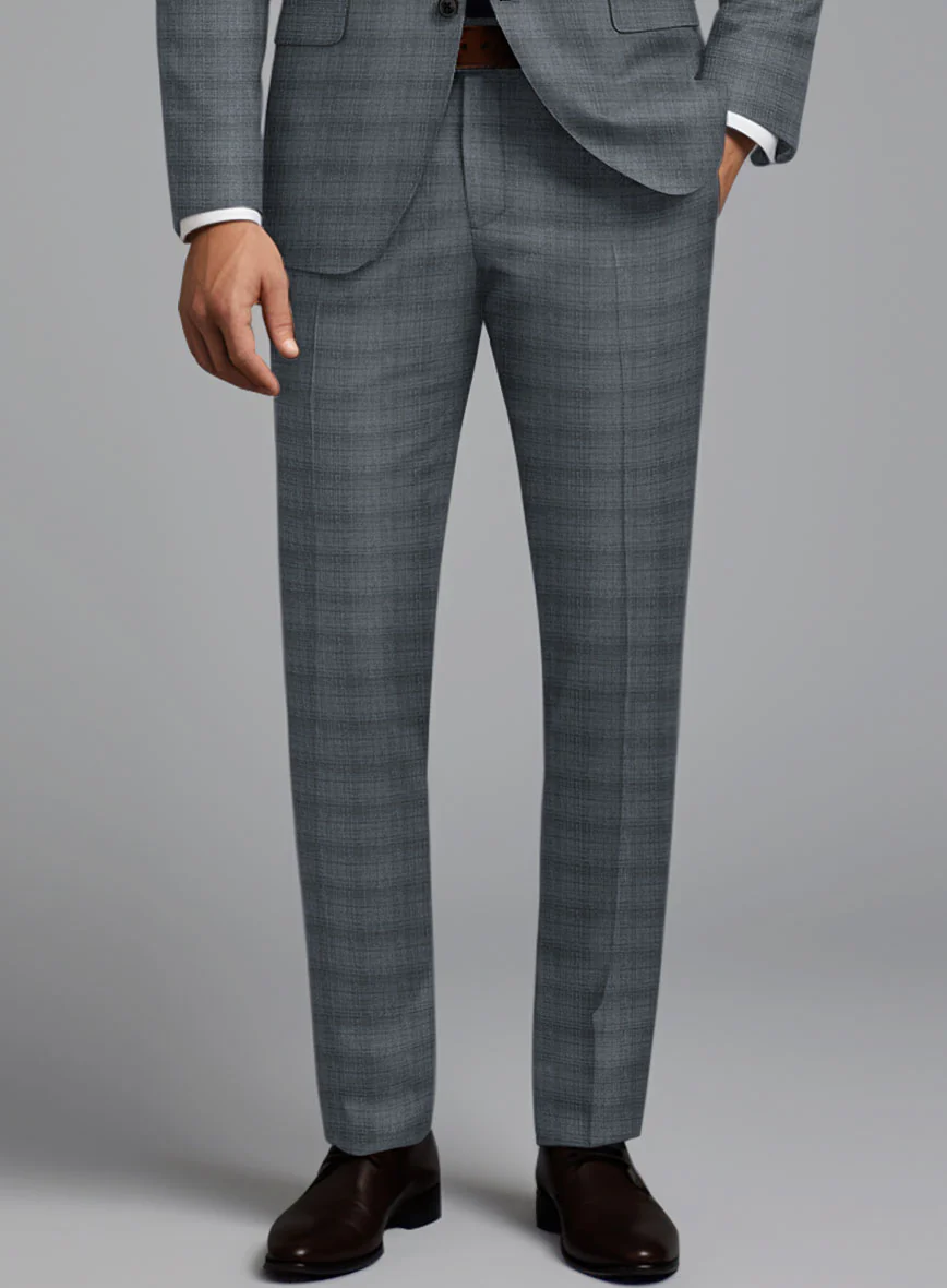 London Loom Blue Bruna Wool Silk Linen Pants - Image 2