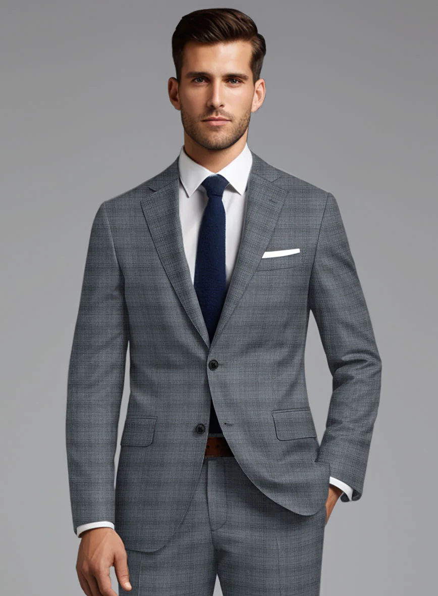 London Loom Blue Bruna Wool Silk Linen Suit - Image 3
