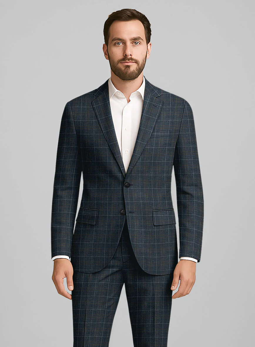 London Loom Blue Check Zervin Wool Suit - Image 3