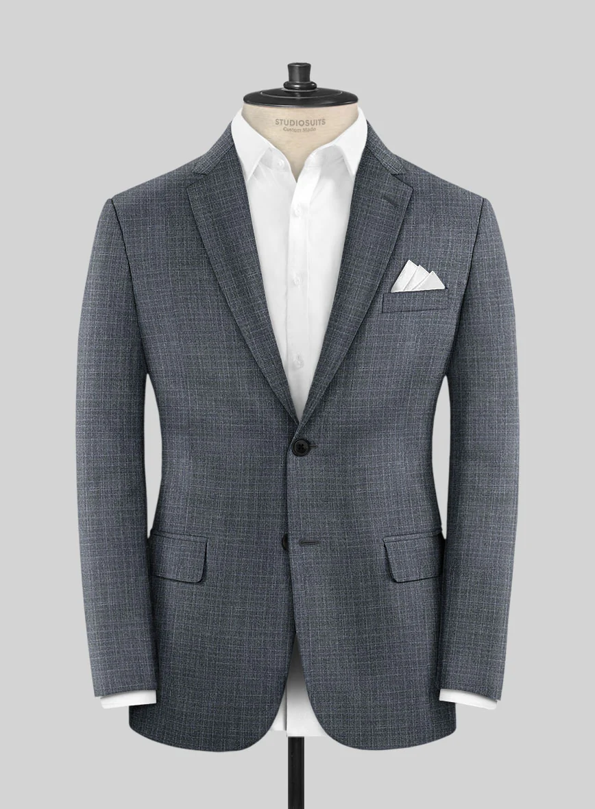 London Loom Blue Eufemia Wool Silk Linen Suit - Image 4