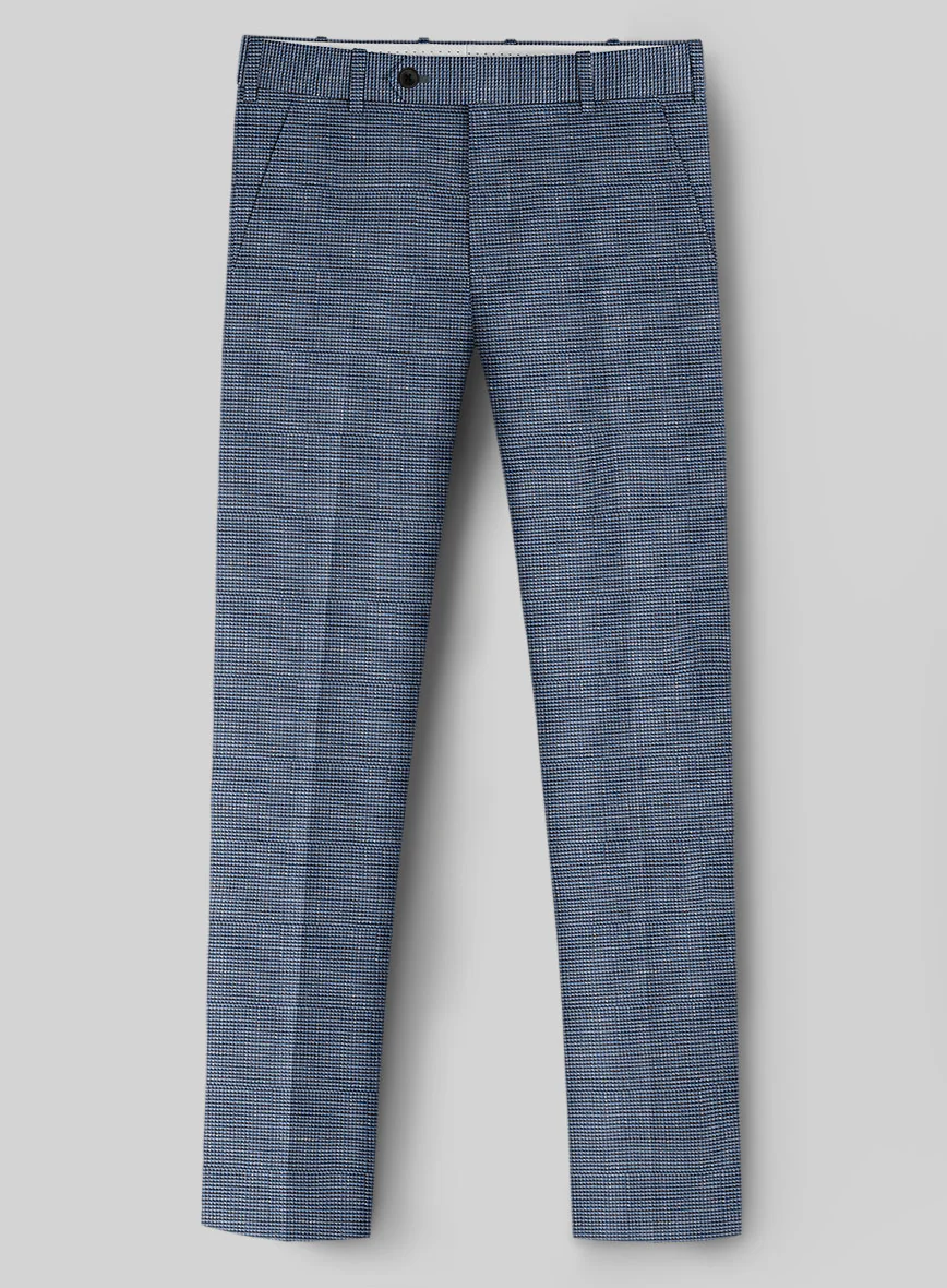 London Loom Blue Nailhead Wool Silk Linen Suit - Image 6