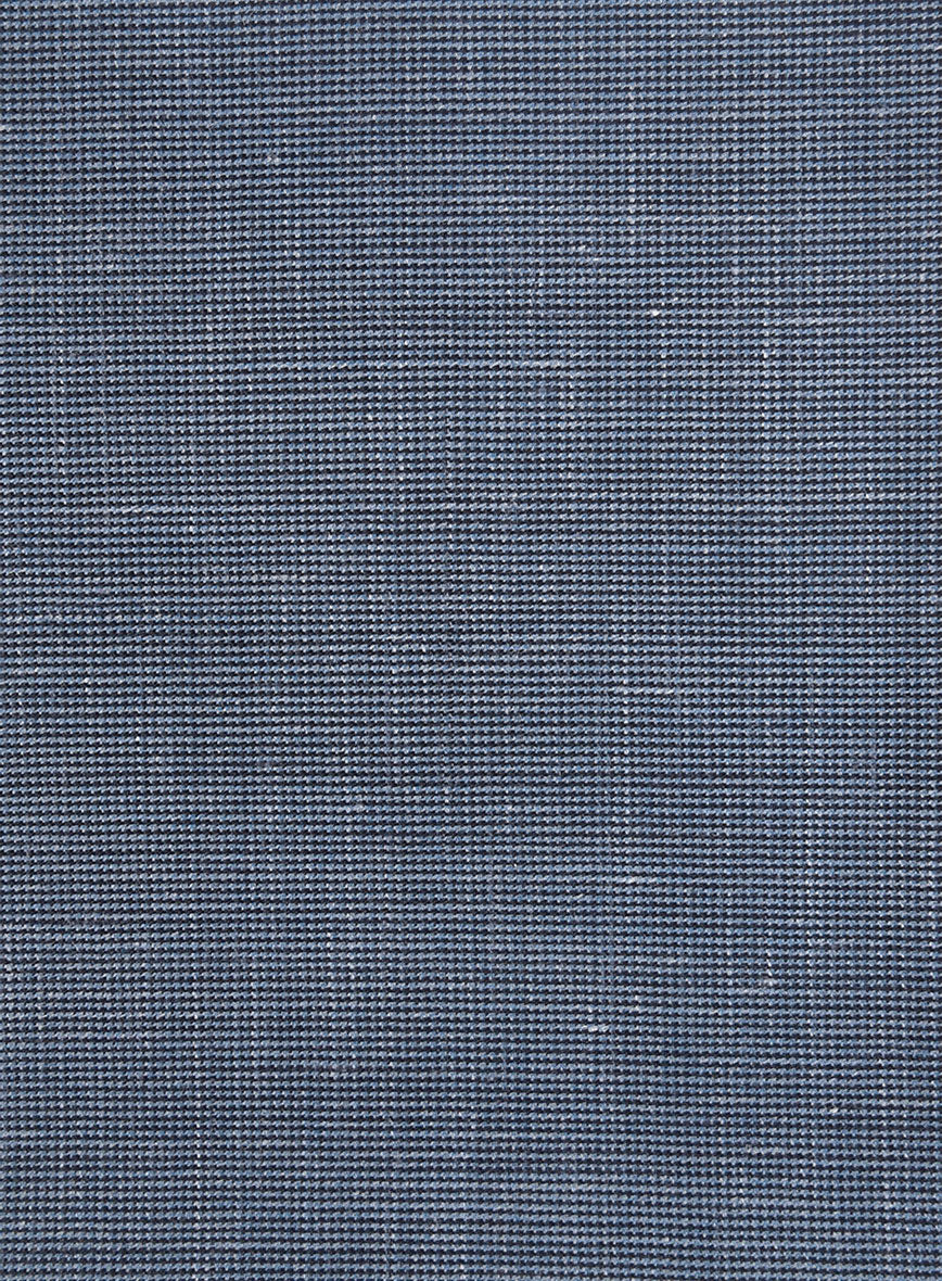 London Loom Blue Nailhead Wool Silk Linen Suit - Image 8