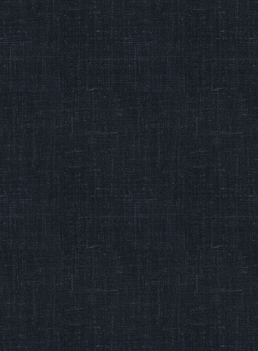 London Loom Blue Twill Wool Silk Linen Pants - Image 3