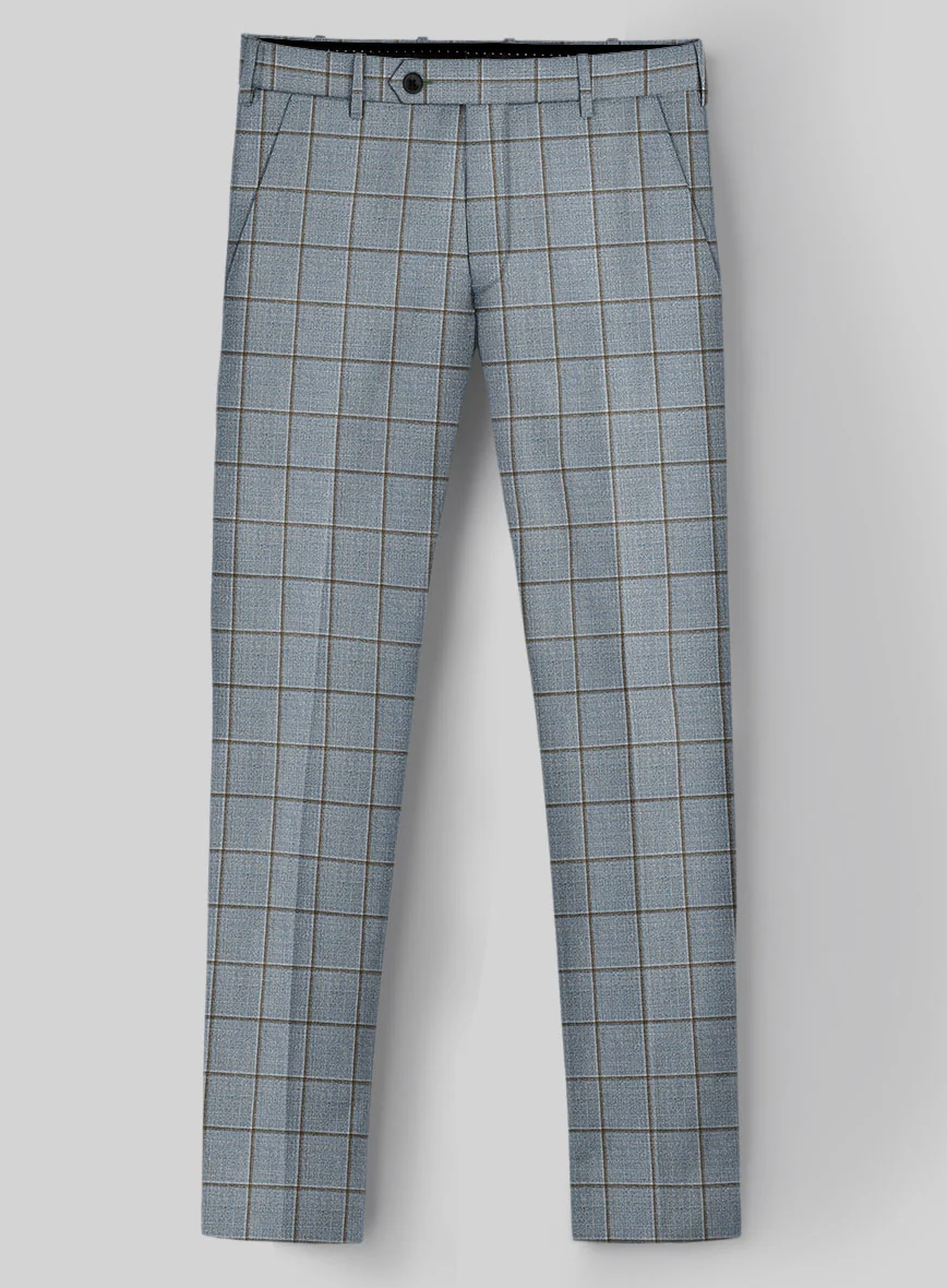 London Loom Blue Windowpane Wool Silk Linen Suit - Image 6