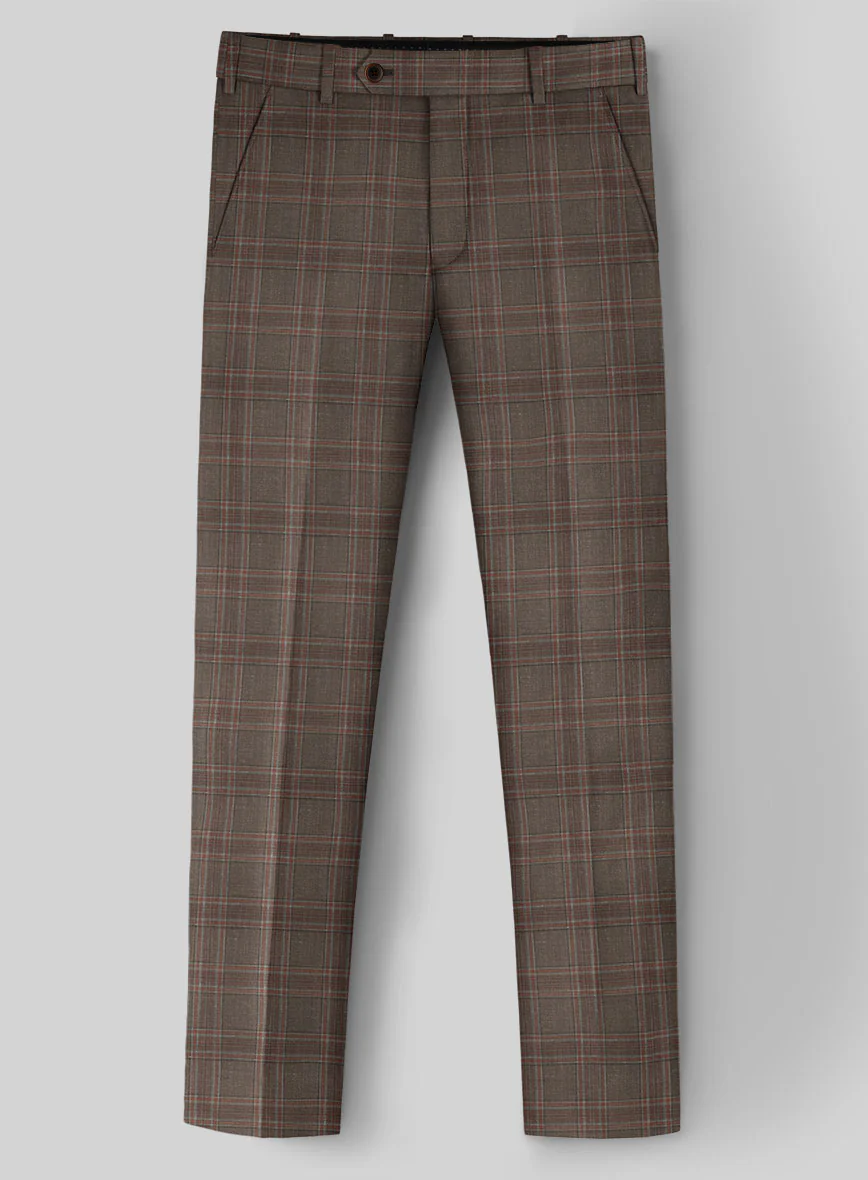 London Loom Brown Check Wool Silk Linen Suit - Image 7