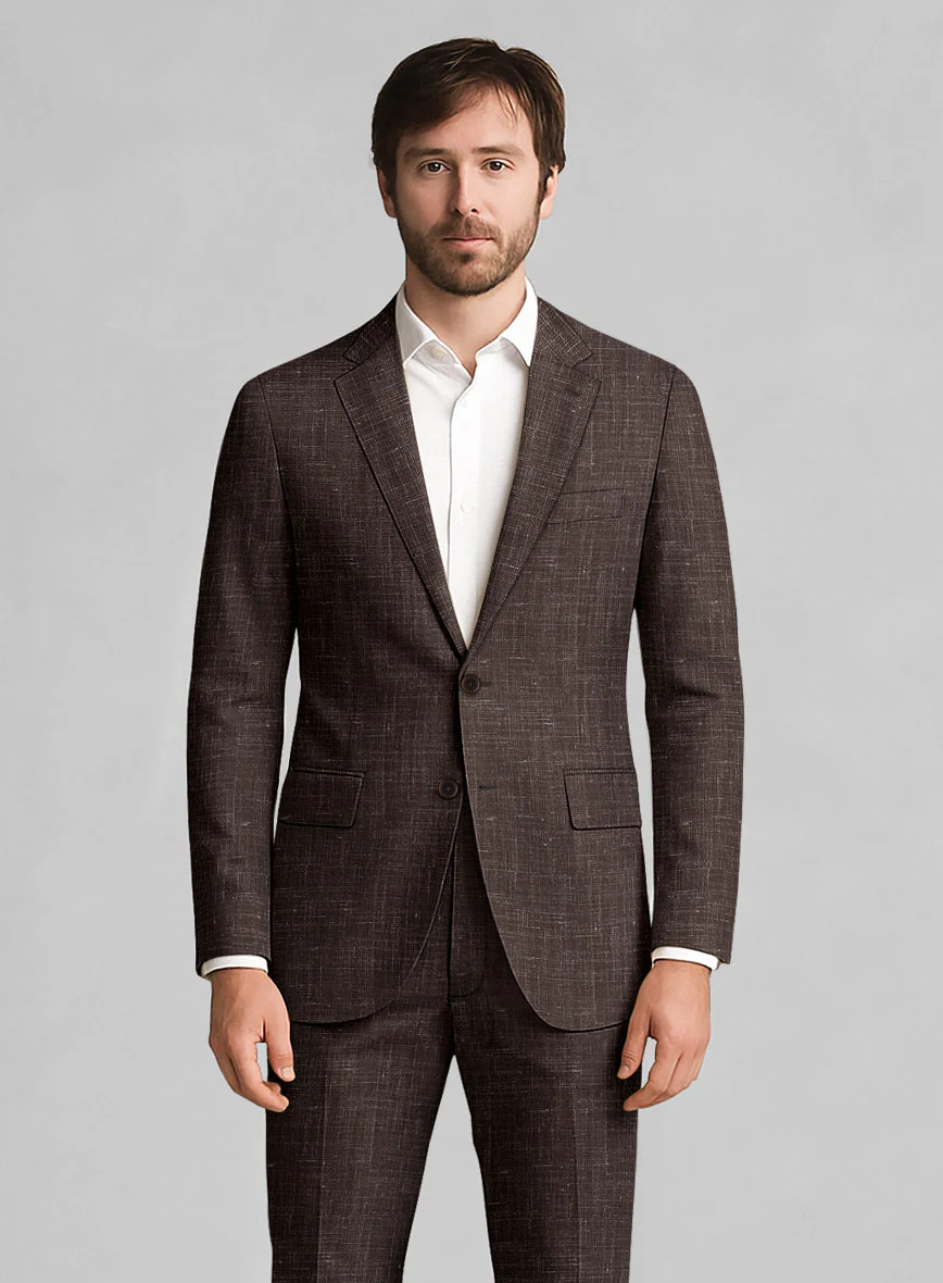 London Loom Brown Gionel Wool Linen Suit - Image 2