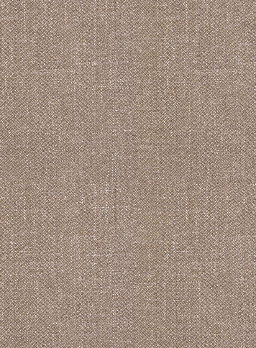London Loom Brown Herringbone Wool Silk Linen Suit - Image 9