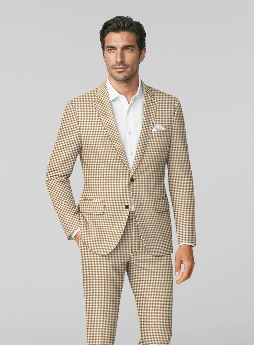London Loom Brown Houndstooth Wool Silk Linen Jacket - Image 2