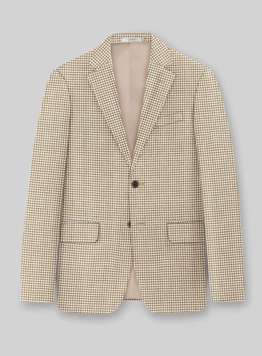 London Loom Brown Houndstooth Wool Silk Linen Suit - Image 2