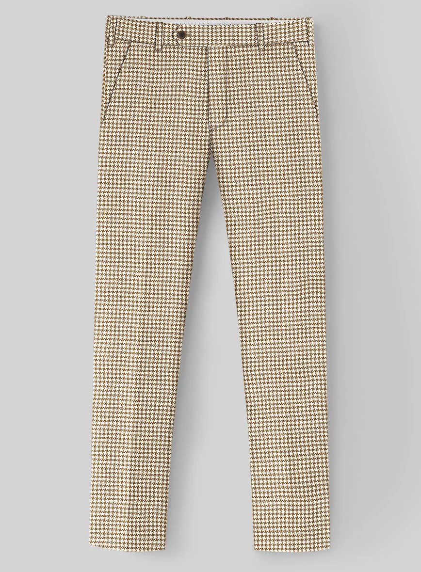 London Loom Brown Houndstooth Wool Silk Linen Suit - Image 4