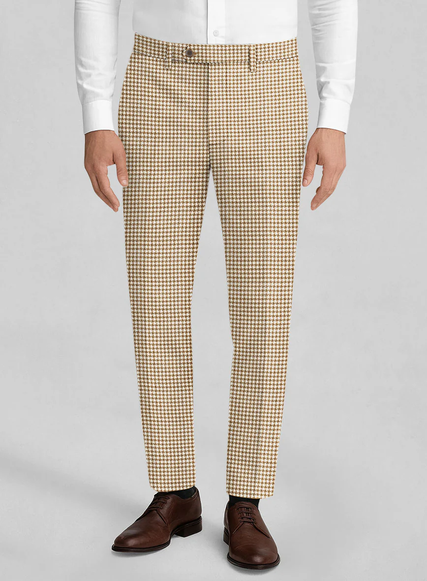 London Loom Brown Houndstooth Wool Silk Linen Suit - Image 5