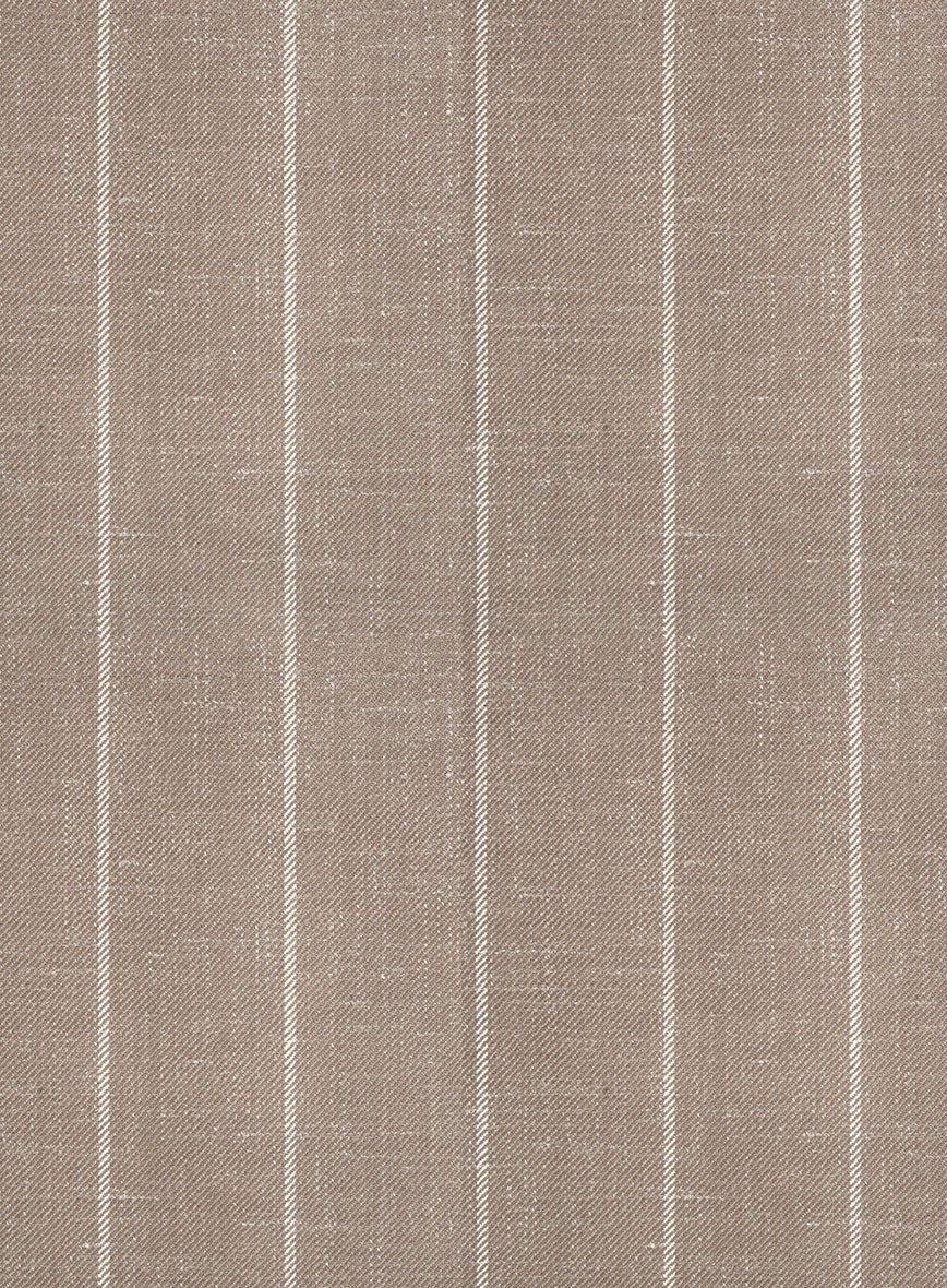 London Loom Brown Stripe Wool Silk Linen Pants - Image 3