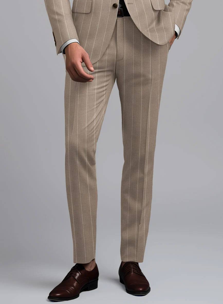 London Loom Brown Stripe Wool Silk Linen Suit - Image 6
