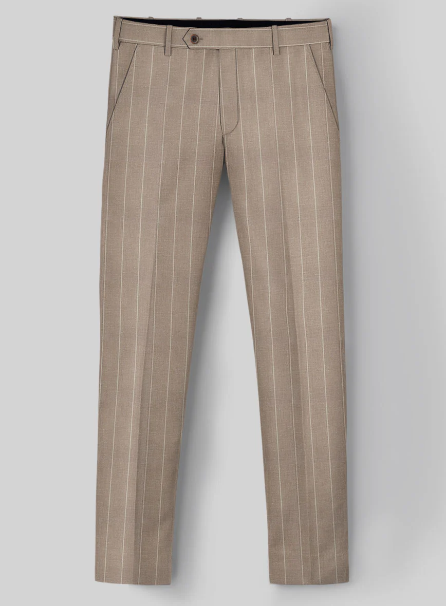London Loom Brown Stripe Wool Silk Linen Suit - Image 7