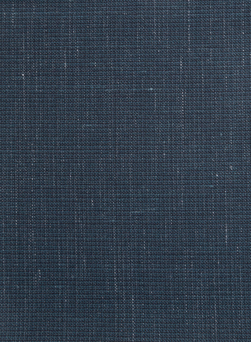 London Loom Dark Blue Abelardo Wool Silk Linen Jacket - Image 4