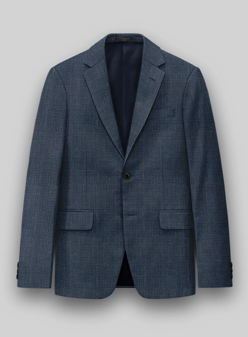 London Loom Dark Blue Abelardo Wool Silk Linen Suit - Image 4