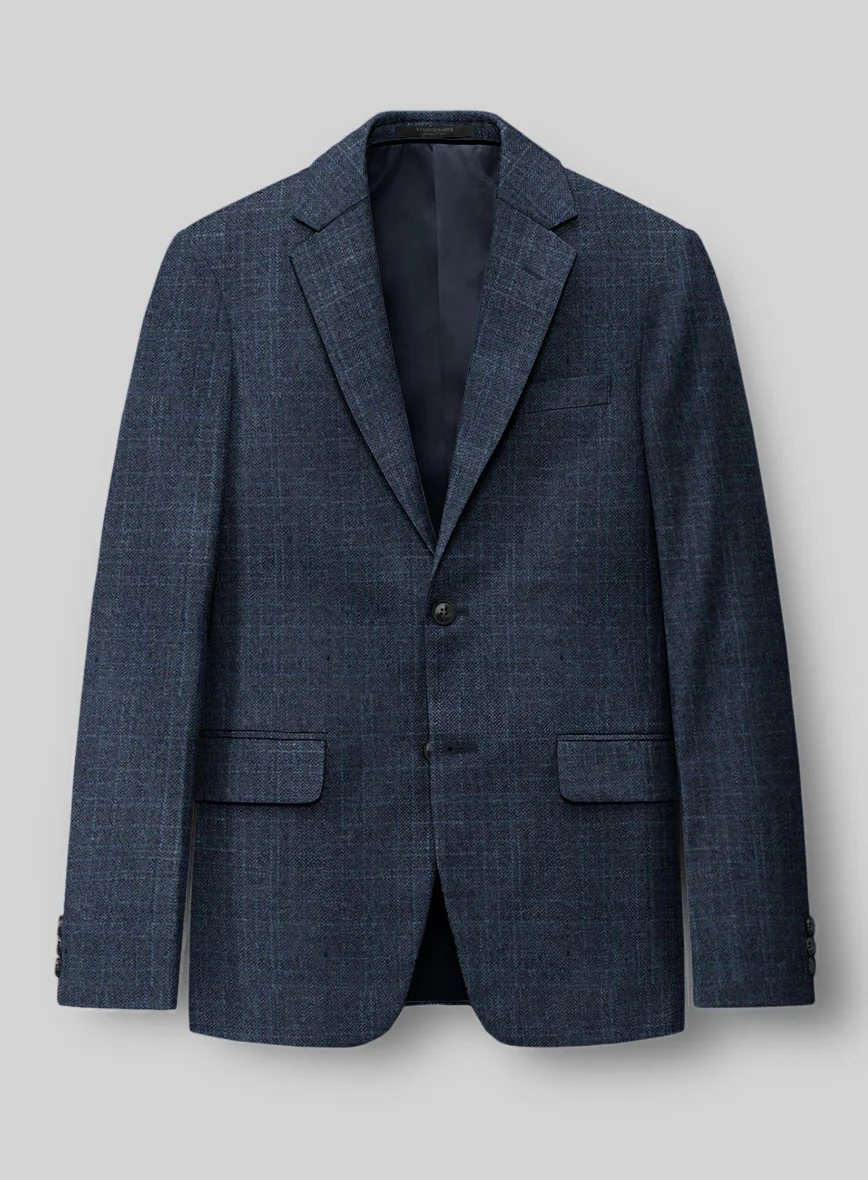 London Loom Dark Blue Eufemia Wool Silk Linen Suit - Image 4